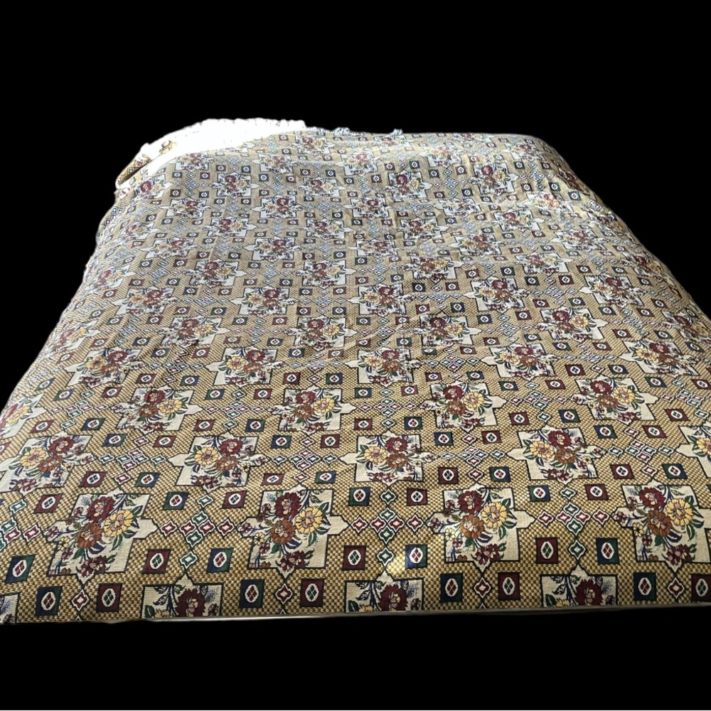 Vintage Fringed Floral Tapestry Queen Boho Blanket